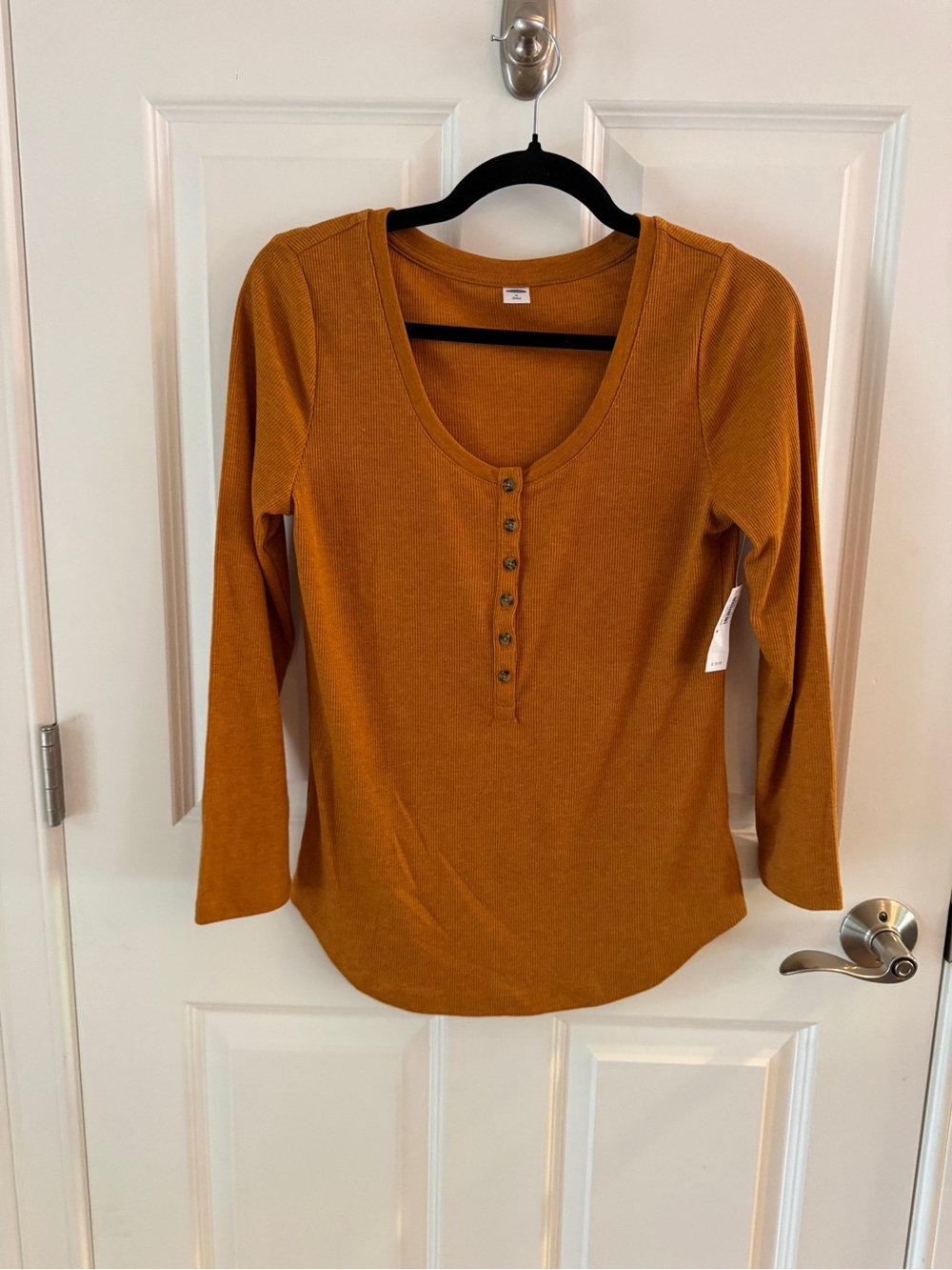 Old Navy Women's Mustard Henley Short-Sleeve Top